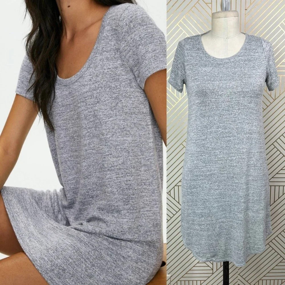 Aritzia Wilfred Free Esther Jersey‎ Knit T-Shirt Dress Marled Gray Size US Small